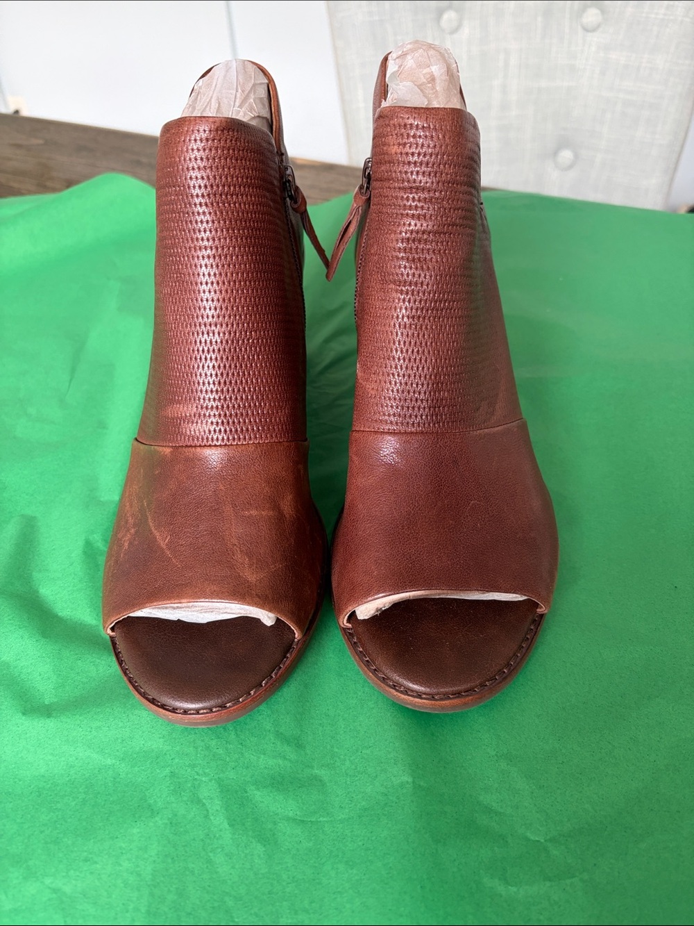 Sofft Brown Leather Open-Toe Mule Booties